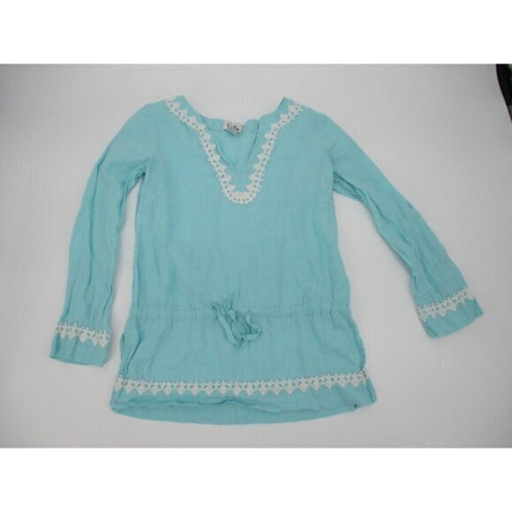Lilly Pulitzer Womens Top Small Linen Embroidered Drawstring Casual Preppy Lady